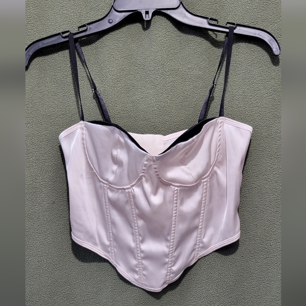 SHEIN Cream Satin Corset Top Size Small